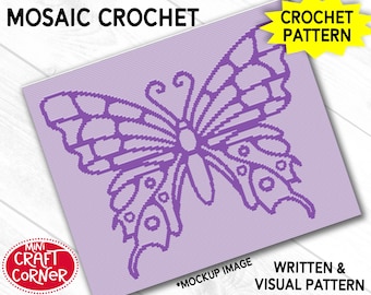 Butterfly Mosaic Crochet Pattern PDF | Overlay Mosaic Crochet Blanket Pattern, Butterfly Afghan Design, Crochet Throw Pattern