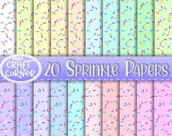 Sprinkle Digital Paper Pack / Digital Paper / Ice Cream Paper / Printable Paper / Sprinkles Paper / Rainbow Scrapbook Paper / Plaid Pattern