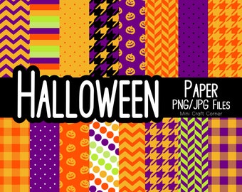 DIGITALT Halloween-papper / Digitalt Halloween-papper / Färgglatt julpapper / Halloween-papper / Scrapbook-papper / Halloween-bakgrunder