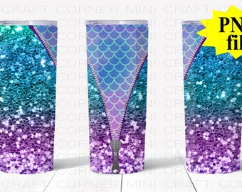 DIGITAAL sublimatie ontwerp zeemeerminbeker / sublimatiebeker / sublimatieontwerp / zeemeermin glitterbeker / beker met ritssluiting / sublimatie
