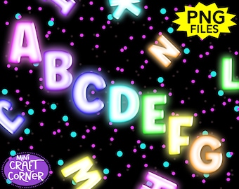 DIGITAL Multi Colored Neon Letters / Neon Letters PNG / PNG Letters / Png font / Neon Letters / Neon Light / Neon Sign Light /Neon Sign Font