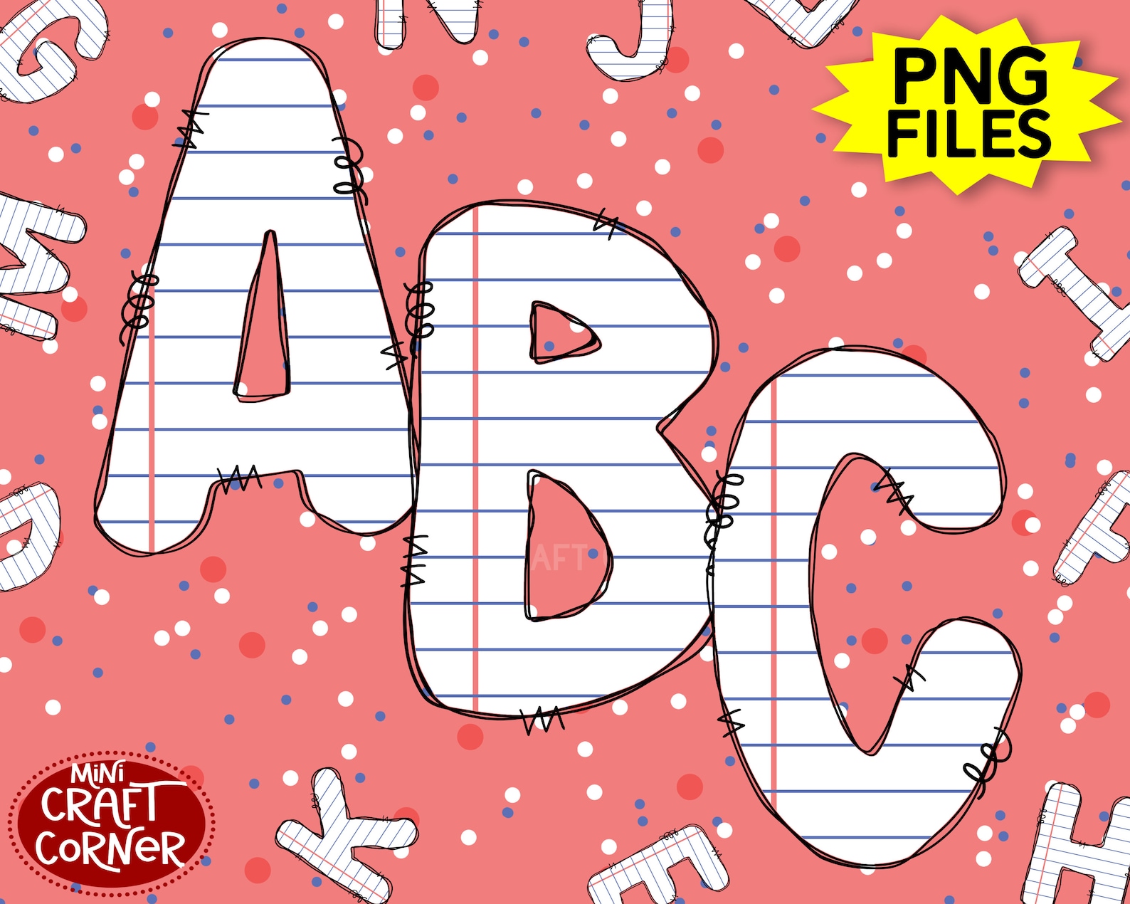 DIGITAL Teacher Paper Alphabet / Paper Letters / Lined Paper Font ...