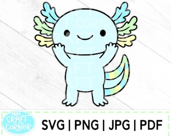 Pastel Axolotl Svg Bundle, Axolotl Png Files, Cute Axolotl Clipart, Pdf Jpg Digital Download, Kawaii Animal Designs, Rainbow Axolotl