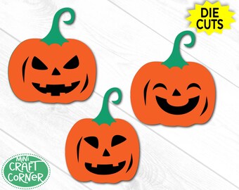 Jack O Lantern Die Cuts, Pumpkin Paper Cutouts for Halloween Crafts, Fall Decorations, Bulletin Board Decor, Spooky Party Supplies