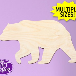 Wooden Bear Cutouts – Unfinished Wood Craft Blanks, Woodland Nursery Decor, Rustic Bear Shape, Baby Shower or Kids Party Supplies