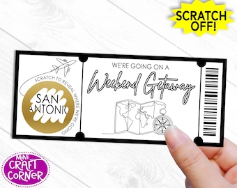 Weekend Getaway Scratch Off Ticket, Surprise Trip Reveal Ticket, Vacation Gift Scratch Card, Printable Travel Surprise Gift