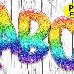 Letras DIGITAL Rainbow Glitter / Letras Arco-Íris PNG / Letras PNG / Sublimação Impressão de Letras Arco-Íris / Orgulho / Fonte Orgulho / Fonte Arco-Íris