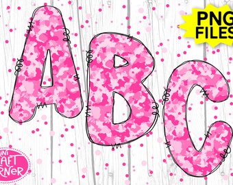 DIGITAL Pink Camo Letters / Pink Camo Letter PNG / Letters PNG / Sublimation Letters / Sublimation Font / Pink Camo Font / Camo Sublimation