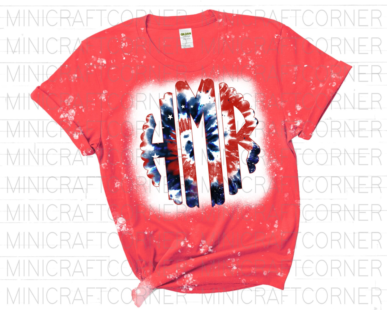 DIGITAL Tie Dye Red White and Blue Sublimation Monogram Letters ...