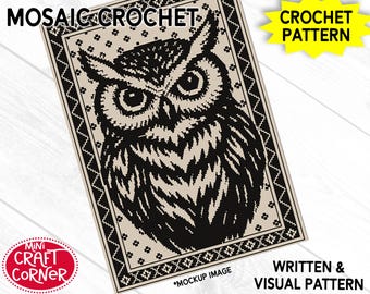 Owl Mosaic Crochet Blanket Pattern PDF | Overlay Mosaic Crochet Owl Afghan, Nature Animal Crochet Pattern Download
