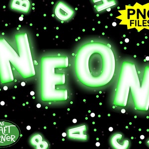 DIGITAL Green Neon Letters / Neon Letters PNG / PNG Letters / Png font / Neon Sign Letters / Neon Light / Neon Sign Light / Neon Sign Font