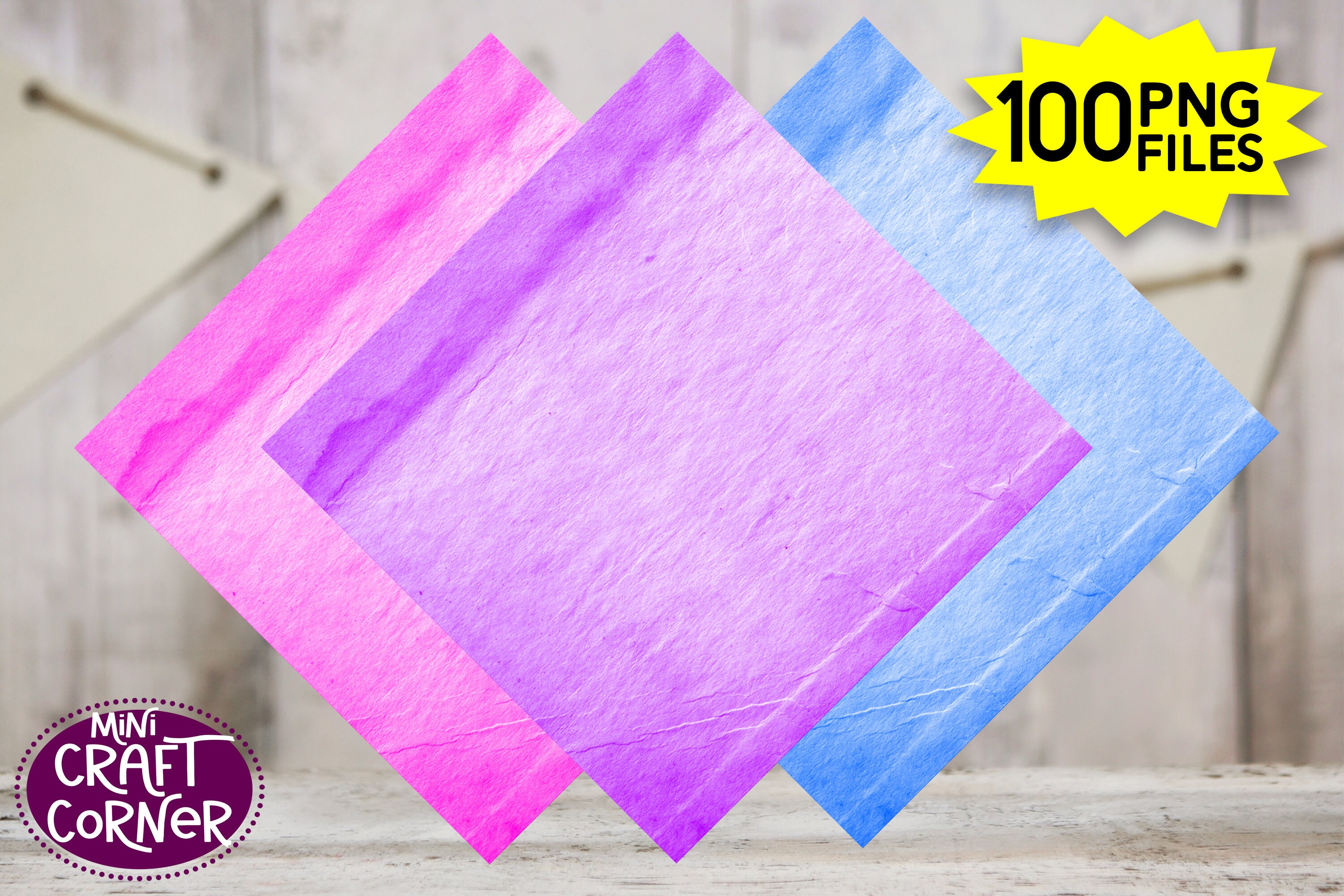 DIGITAL 100 Crinkled Papers / Watercolor Digital Paper / Colorful Paper ...