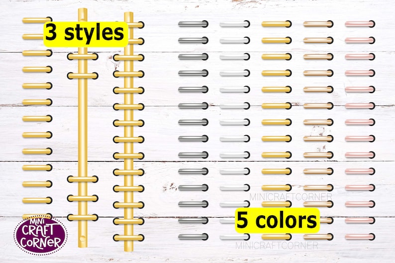 DIGITAL Binder Ring Clipart / Digital Binder Rings / Rosegold Etsy