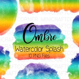 DIGITAL Rainbow Watercolor Ombre Circles / Watercolor Shapes / Watercolor Brush Strokes / Ombre Watercolor /Brush Stroke Clipart / Rainbow