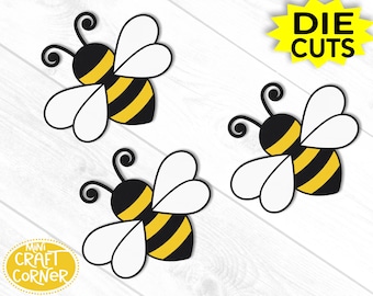 Bee Die Cuts – Precut Cardstock Bees for Scrapbooking, Baby Shower, Birthday, Classroom, or Craft Projects – Bumblebee Party Decor