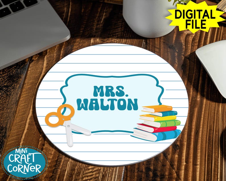 Teacher Mousepad PNG Design | Digital Download for Teacher Desk Decor, School Office Accessories, Classroom Gift PNG | Sublimation Teacher image 1