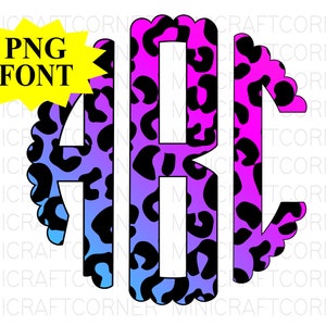 DIGITAL Rainbow Cheetah Sublimation Monogram Letters / Monogram Letters PNG / Letters PNG / Sublimation Letters / Sublimation Font / Leopard