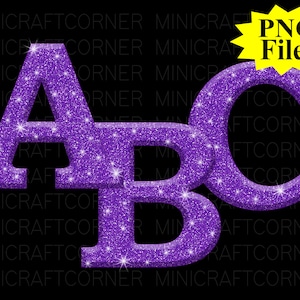 Purple Small Mixed Print & Script Glitter Letter Stickers - (228 pcs) –