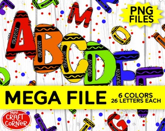 DIGITAL Crayon Alphabet / Crayon Letters / Crayon Font / Crayon PNG / Crayon Doodle Letters / Crayon Monogram Letters / Teacher Font /