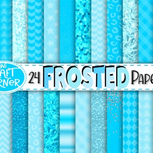 Light Blue Glitter Digital Paper: 24 Frost PNG Images (Digital Download)