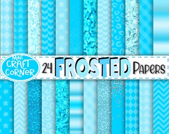 Light Blue Glitter Digital Paper: 24 Frost PNG Images (Digital Download)