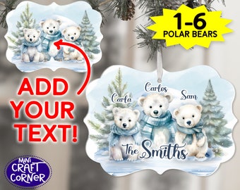 DIGITAL Sublimation Christmas Family Bear Ornament PNG / Benelux Ornament Template / Benelux Ornament File / Sublimation Ornament / Family