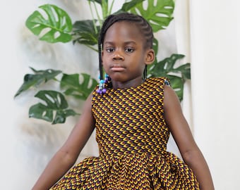 Sade Ankara fabric dress  | Robe en pagne africain  | Ankara print dress for girls| Tissu wax africain| Robe pour fille en tissu africain
