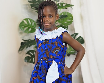 Amara african fabric dress, African clothing brand, African style dress for girl, Ankara fabric dress for kids, kid’s fashion, African print