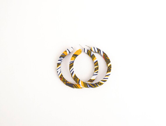 African Fabric Hoop Earrings Fabric Hoop Earrings Ankara | Etsy