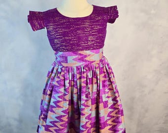 Yolanda African Fabric Dress for Girls | Abkara wedding dress guest | Bridesmaid dress | Nigerian Fashion