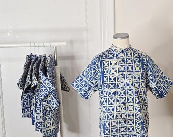 Boys' Adire Fabric Shirt: African Print, Tie Dye Summer Top