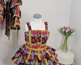 Kiyana Girls' Ankara Outfit: African Print Peplum Skirt Set