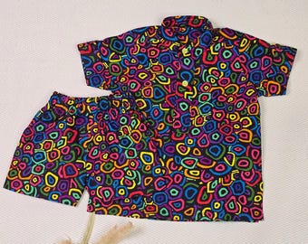 Ajani Ankara Boys Outfit: African Print Top & Shorts, Summer Cotton Set