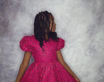 Ife Ankara Fabric Dress for Girls: African Style Kid's Fashion - Celebration dress