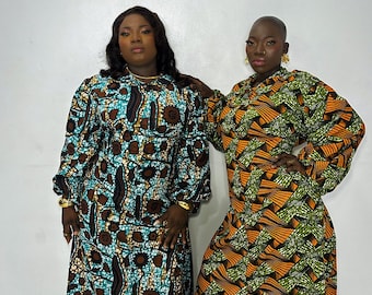 Adeola Maxi Long Sleeves Shirt Dress | Ankara dress for women | Women's wear | African fashion