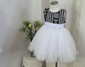 Baby Ankara Dress: African Print Cotton Dress with Tulle Skirt