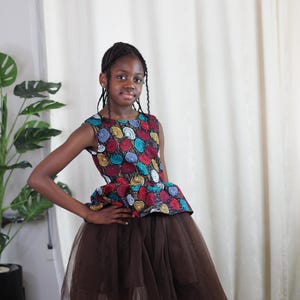 Inaya African fabric dress  | Ball dress for girls | Ankara flower girls dress| Ankara tulle dress | Robe en pagne  | Clothing for girls |