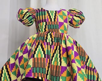 Ife Kente Ankara Dress for Girls: Nigerian Cotton Ethnic Fashion