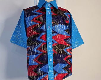 Kofi boys' Ankara Fabric Shirt: African print shirt | Chemise en wax africain | Chemise pour garçon