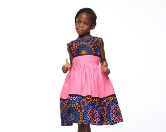 Ouna Ankara Fabric Dress: African Print Flower Girl Dress