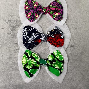 Set of 3 Ankara fabric hair pin bows | African print hair accessories | Ankara style hair bow | handmade African fabric hair bows | Noeud