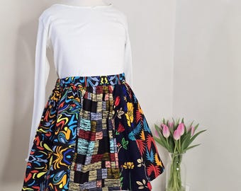 Handmade Ankara Patchwork Skirt: African Print Cotton Skirt