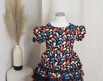 Naima Ankara Fabric Dress for Girls: African Style Cotton Kids Fashion -