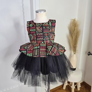 Inaya African fabric dress  | Ball dress for girls | Ankara flower girls dress| Ankara tulle dress | Robe en pagne  | Clothing for girls |