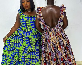 Bimbo Ankara Backless Dress For Women