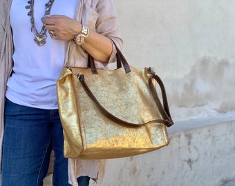 metallic leather handbags