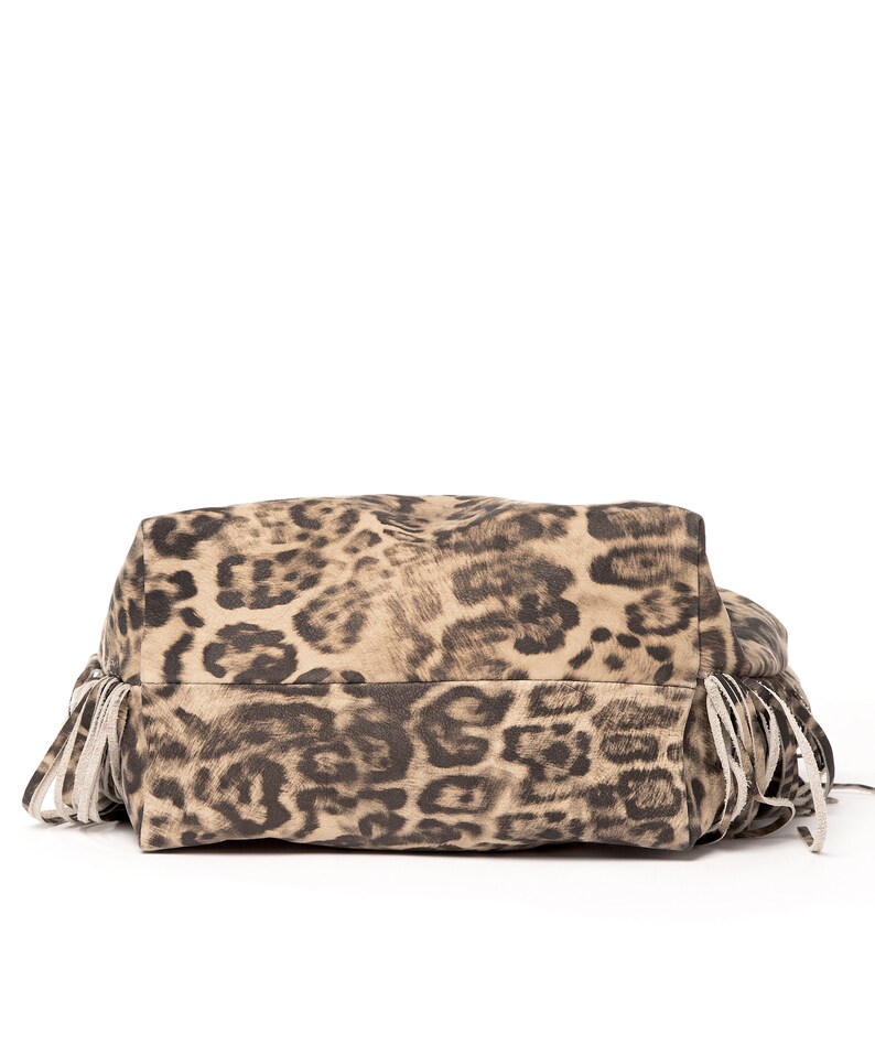 Leopard bag with fringes leopard print purse with bronze Etsy