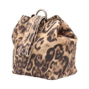 Japanese Knot Bag, Leopard Clutch Leather Wristlet, Make up Bag, Women ...