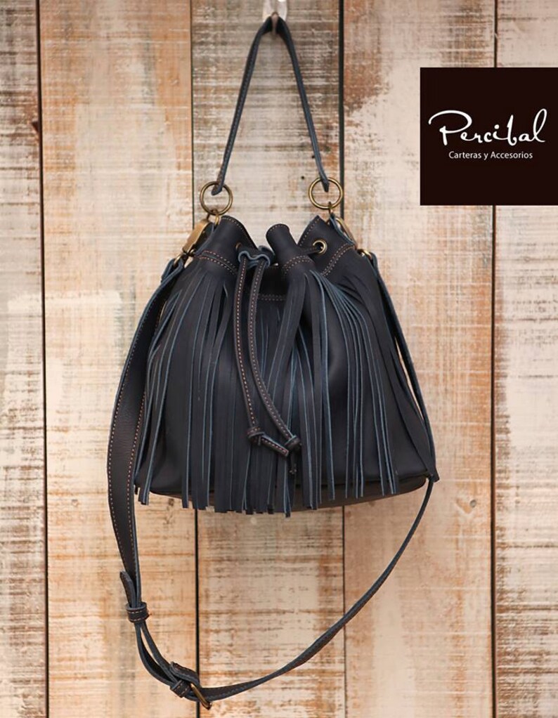 blue fringe purse