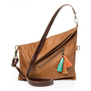 Vielseitige Leder Crossbody Bag - Faltbares und geräumiges Design, hochwertiges weiches Leder, Crossbody Bags für Damen